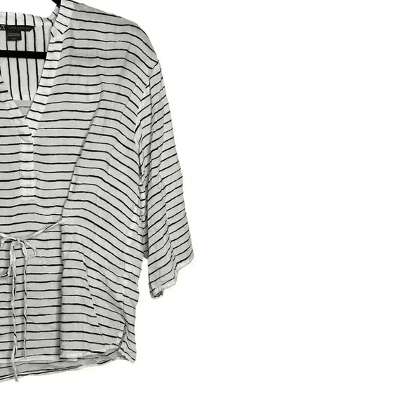 Armani Exchange Like New Black White Striped top with tie Small - Picture 3 of 6